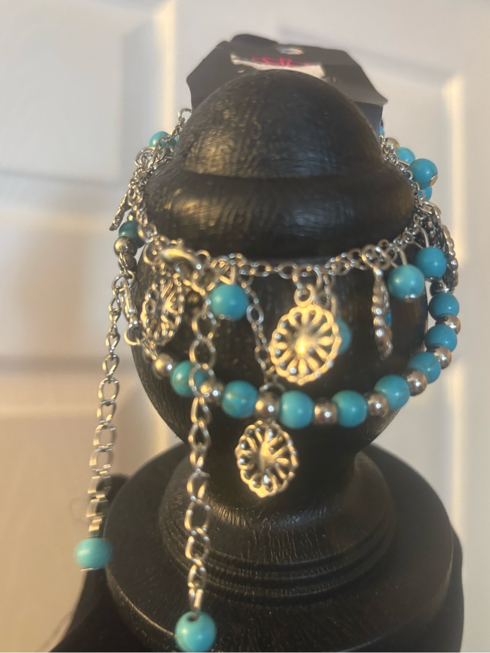 Turquoise Beaded Dangle Charm Bracelet - Women Jewelry